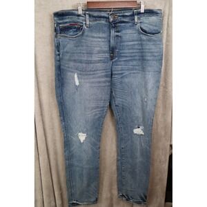 Tommy Hilfiger Denim Mens Jeans 40x32 Blue Distressed Crest